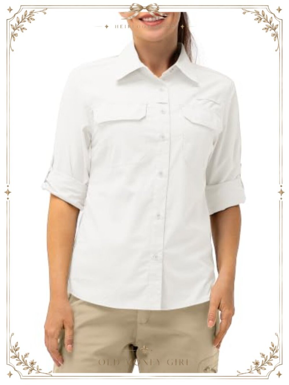 Women's UPF 50 Sun Protection Button Down Shirt Quick Dry Convertible Long